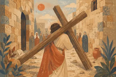 Jesus Carrying the Cross on Via Dolorosa