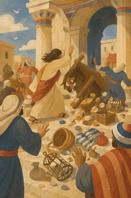 Jesus Cleansing the Temple Marketplace Scene