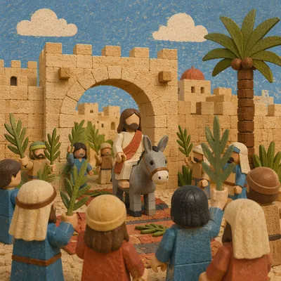 Jesus Enters Jerusalem with Palm Branches