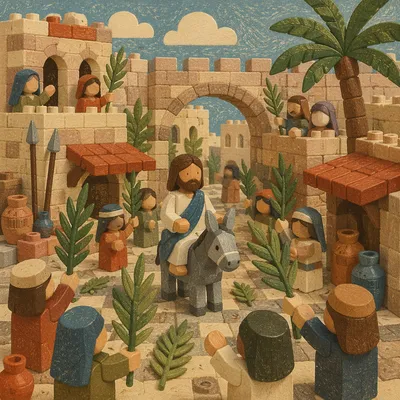 Jesus Enters Jerusalem with Palm Branches