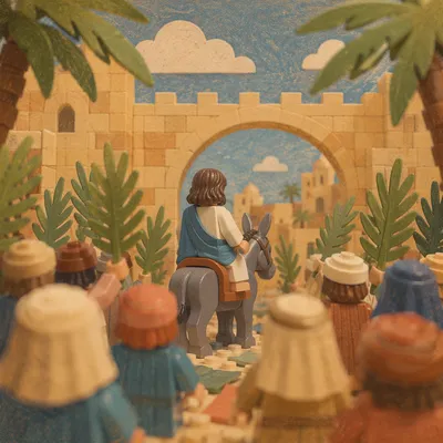 Jesus Enters Jerusalem with Palm Branches
