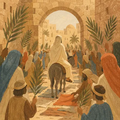 Jesus Enters Jerusalem on Donkey