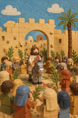 Jesus Entering Jerusalem with Palm Branches