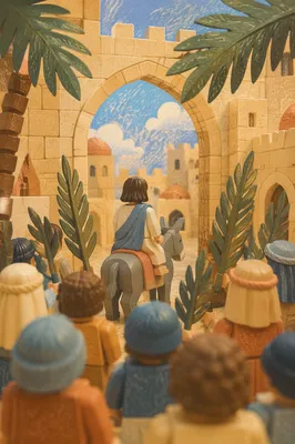 Jesus Entering Jerusalem with Palm Branches