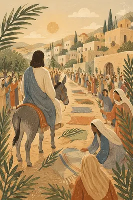 Jesus Entering Jerusalem with Palm Branches