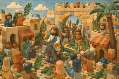 Jesus Enters Jerusalem with Palm Branches