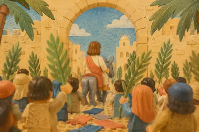 Jesus Enters Jerusalem with Palm Branches