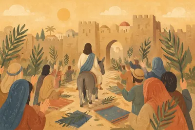 Jesus Entering Jerusalem with Palm Branches