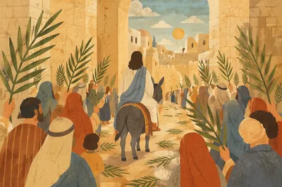 Jesus Enters Jerusalem with Palm Branches