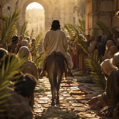 Jesus Entering Jerusalem with Palm Branches