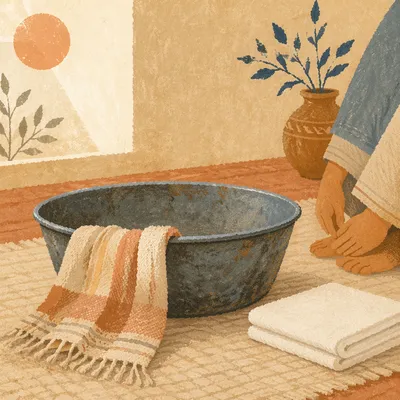Jesus Foot Washing Basin and Towel