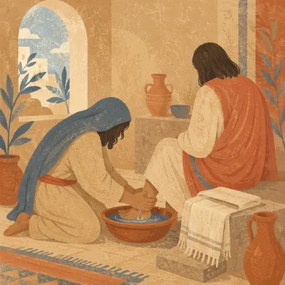 Jesus Foot Washing with Basin and Towel