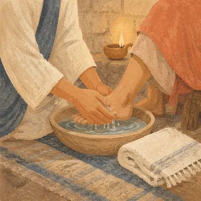 Jesus Foot Washing with Basin and Towel