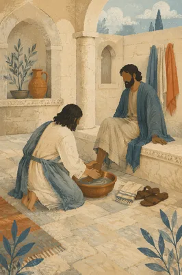 Humble Foot Washing in Stone Courtyard