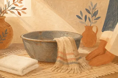 Jesus Foot Washing Basin and Towel