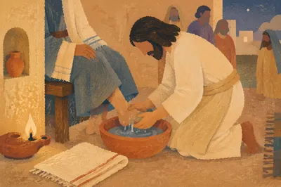 Jesus Washing Feet in Upper Room