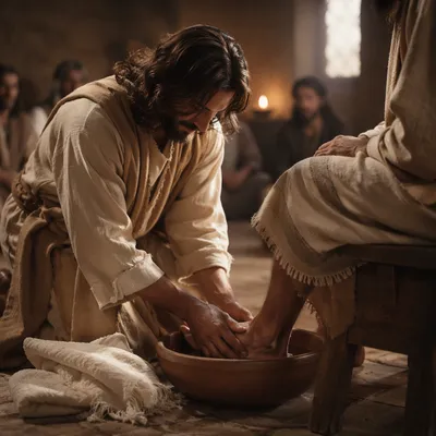 Jesus Washing Feet in Upper Room