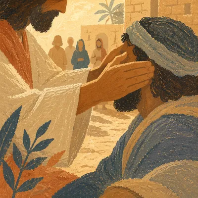 Jesus Heals Blind Man with Compassion