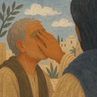 Jesus Healing the Blind Man Close-Up