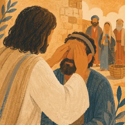 Jesus Healing Blind Man at Dawn