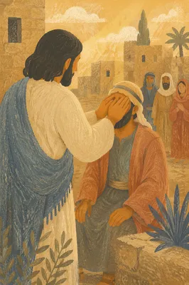 Jesus Healing the Blind Man at Sunset