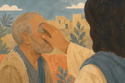 Jesus Heals Blind Man in Gentle Touch