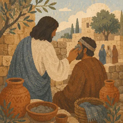 Jesus Heals the Blind Man with Clay