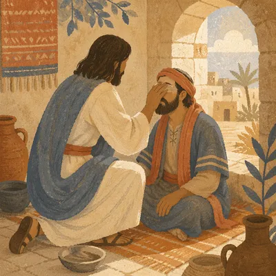 Jesus Healing the Blind Man in Clay