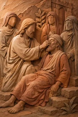 Jesus Healing the Blind Man Relief