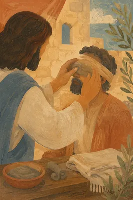 Jesus Healing the Blind Man with Clay
