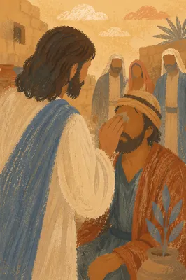 Jesus Healing the Blind Man with Clay