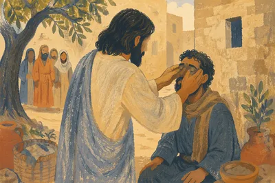 Jesus Healing the Blind Man with Clay