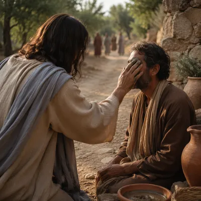 Jesus Healing the Blind Man with Clay