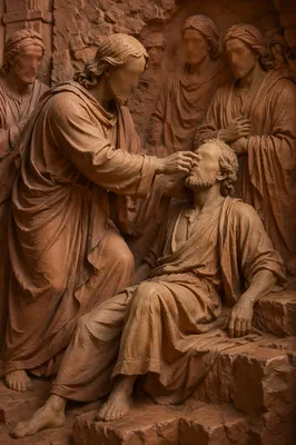 Jesus Healing the Blind Man Relief