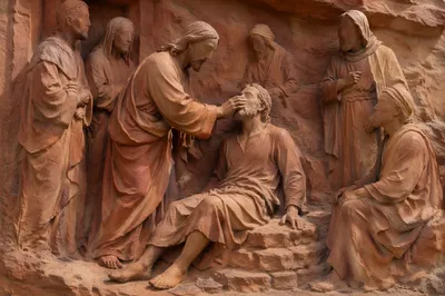 Jesus Healing the Blind Man Relief