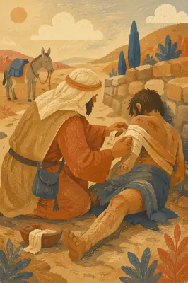 Good Samaritan Caring on Desert Roadside