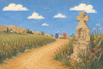 Good Samaritan Roadside Field Scene
