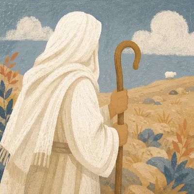 Shepherd Searching Hillside for the Lost Sheep