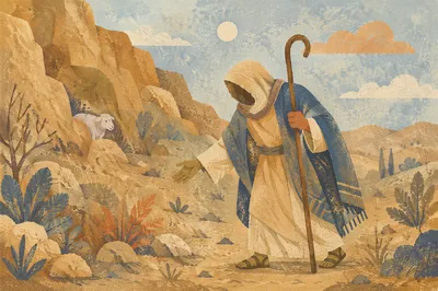 Shepherd Searching Hillside for the Lost Sheep