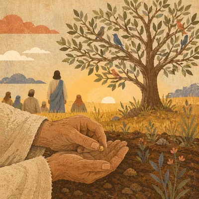Mustard Seed Parable in Golden Countryside