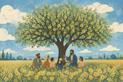 Mustard Seed Parable Tree in Golden Field