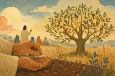 Mustard Seed Parable in Golden Countryside