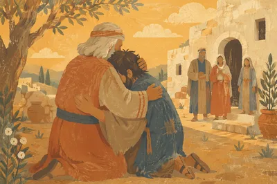 Prodigal Son Returns to Father's Embrace