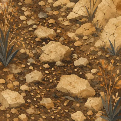 Rocky Path with Scattered Sower Seeds