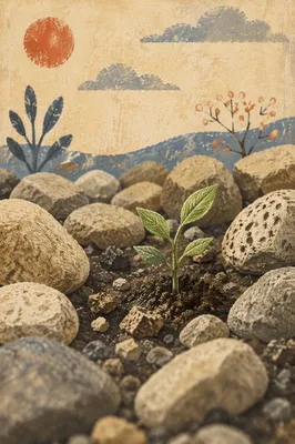 Seedling Among Rocky Ground Parable Scene
