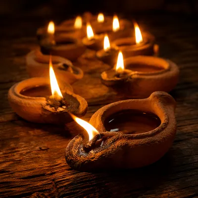 Ten Oil Lamps in Watchful Firelight