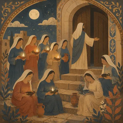 Ten Virgins with Lamps at Night