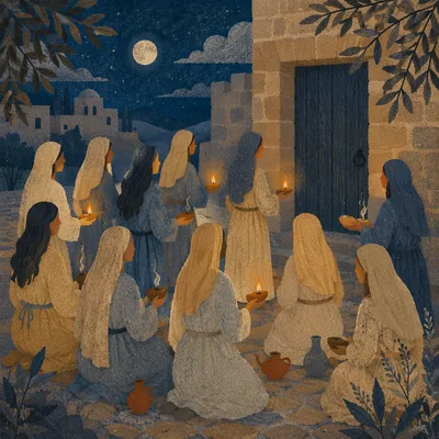 Ten Virgins Waiting with Oil Lamps