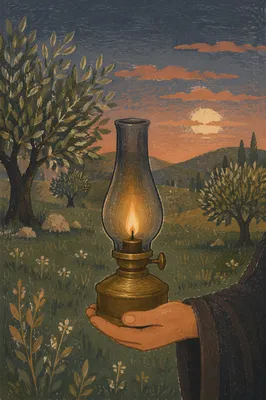 Waiting Lamp in the Evening Meadow