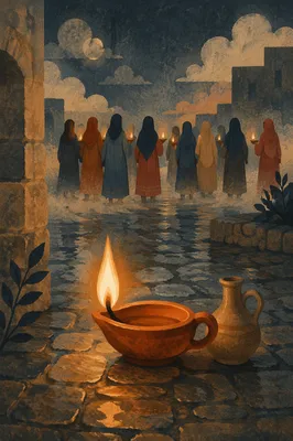 Ten Virgins Lamp at Night